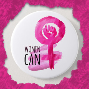 Vrouwen kunnen solidariteitsknop ronde button 7,6 cm