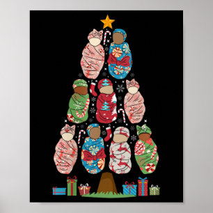 Vrouwen L&amp; d Verpleegkundige Kerstboom Arbeid  Poster