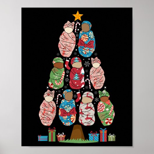 Vrouwen L& d Verpleegkundige Kerstboom Arbeid Poster (Voorkant)