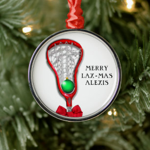 Vrouwen Lacrosse Kerstmis Metalen Ornament