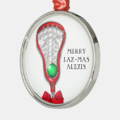 Vrouwen Lacrosse Kerstmis Metalen Ornament (Links)