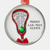 Vrouwen Lacrosse Kerstmis Metalen Ornament (Voorkant)