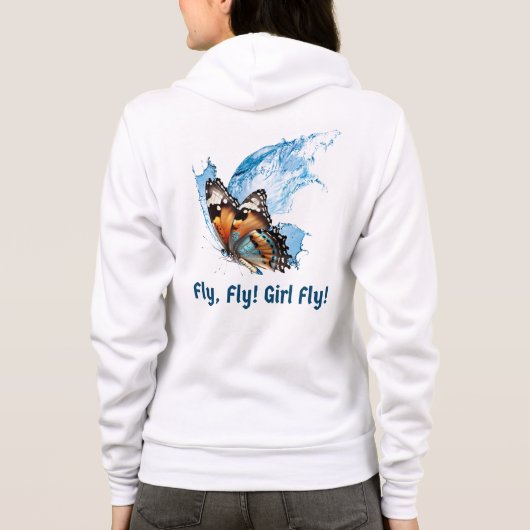 Vrouwen lange mouw Hood Fly Design Hoodie (Achterkant)