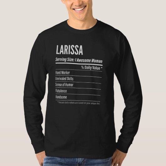Vrouwen Larissa Nutritional Facts Serving Size Cal T-shirt (Voorkant)