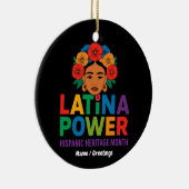 Vrouwen Latina Power Flowers Spaanse Maand Keramisch Ornament (Rechts)