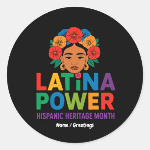 Vrouwen Latina Power Flowers Spaanse Maand Ronde Sticker