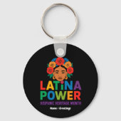 Vrouwen Latina Power Flowers Spaanse Maand Sleutelhanger (Voorkant)