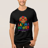 Vrouwen Latina Power Flowers Spaanse Maand Tri-Blend Shirt (Voorkant)