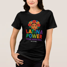 Vrouwen Latina Power Flowers Spaanse Maand Tri-Blend Shirt