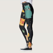 Vrouwen Leggings Cat en Pizza Print (Links)