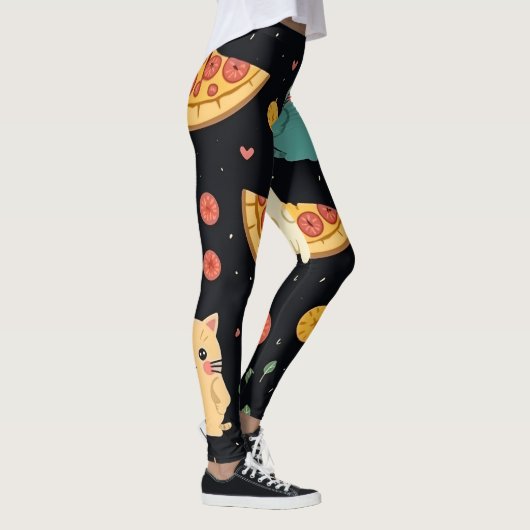 Vrouwen Leggings Cat en Pizza Print (Rechts)