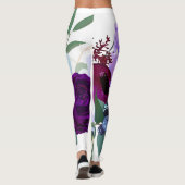 Vrouwen Leggings Lavendel Hibiscus op Wit (Achterkant)