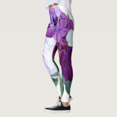 Vrouwen Leggings Lavendel Hibiscus op Wit (Links)