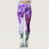 Vrouwen Leggings Lavendel Hibiscus op Wit (Voorkant)