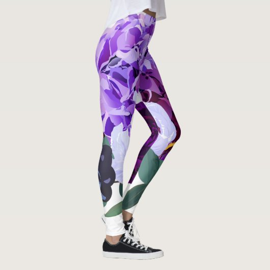 Vrouwen Leggings Lavendel Hibiscus op Wit (Rechts)