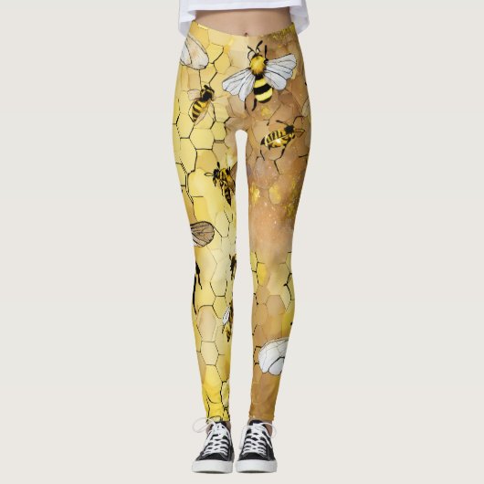 Vrouwen leggings met honingbijen (Voorkant)