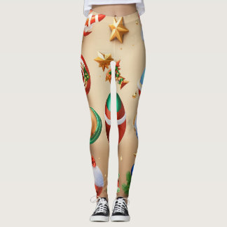 Vrouwen leggings met kerst ruimte iconen