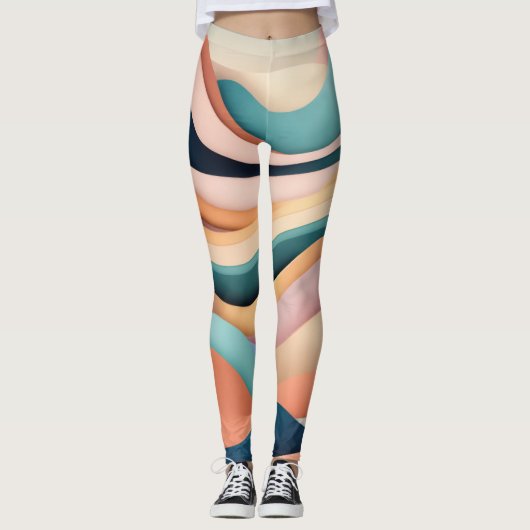 Vrouwen leggings met kleurengolven (Voorkant)