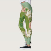 Vrouwen leggings met pastale bloemen (Links)