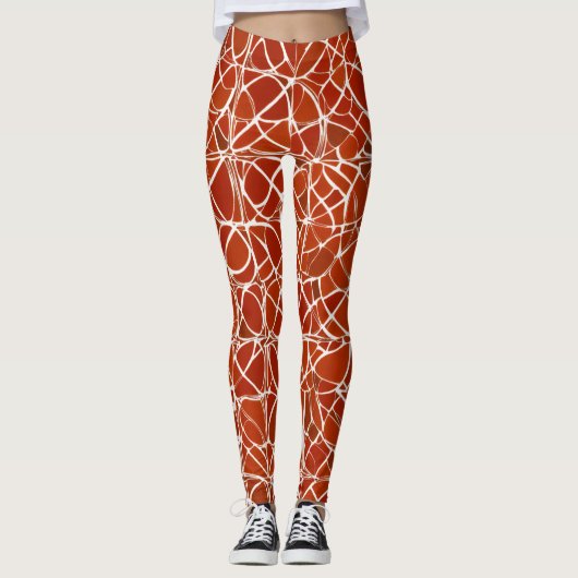 Vrouwen leggings met rode bloemen design (Voorkant)