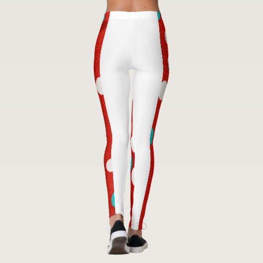 Vrouwen leggings met rode folka stippen (Achterkant)