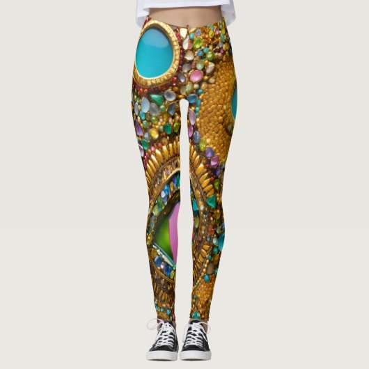 Vrouwen leggings met stenen en edelstenen (Voorkant)