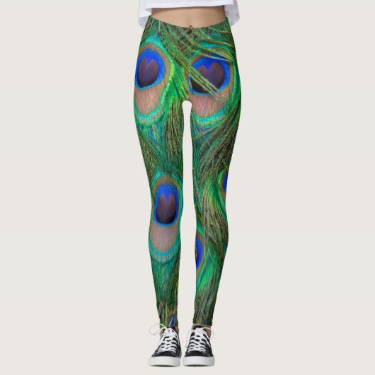 Vrouwen Leggings-Pauw veren Leggings (Voorkant)