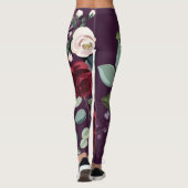 Vrouwen Leggings Plum Paarse Rozen Goud Geometrisc (Achterkant)