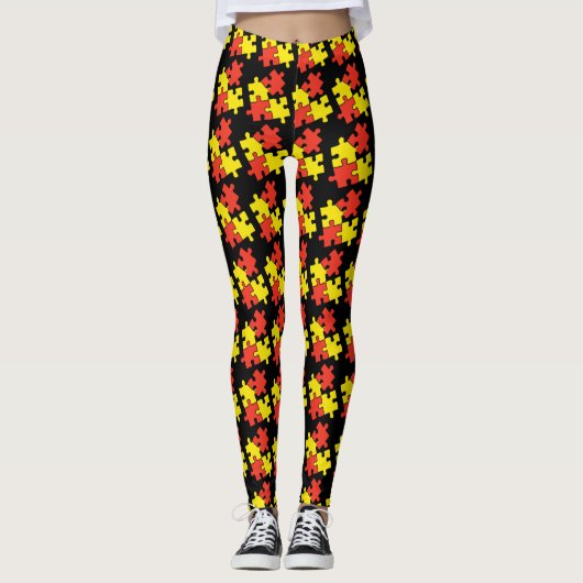Vrouwen Leggings - Puzzel Ontwerp (Voorkant)