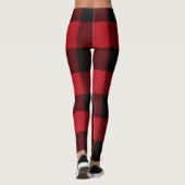Vrouwen Leggings Red Buffalo Plaid Beer Zwart (Achterkant)
