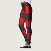 Vrouwen Leggings Red Buffalo Plaid Beer Zwart (Links)