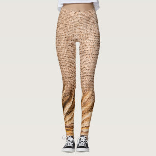 Vrouwen Leggings Tarwe op Burlap Sack Country Rust