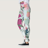 Vrouwen Leggings Tropische bloemen op Blue Ombre (Links)
