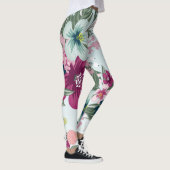 Vrouwen Leggings Tropische bloemen op Blue Ombre (Rechts)