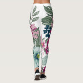 Vrouwen Leggings Tropische bloemen op wit (Achterkant)