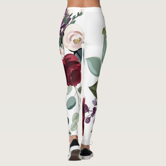 Vrouwen Leggings Wit Rozen Goud Geometrisch (Achterkant)
