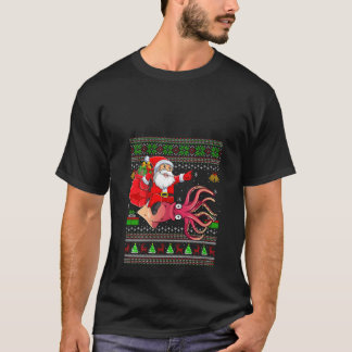 Vrouwen Lelijke Kersttrui Grappig Santa Riding Squ T-shirt