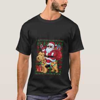 Vrouwen lelijke kerstverlichting Santa Riding Whea T-shirt