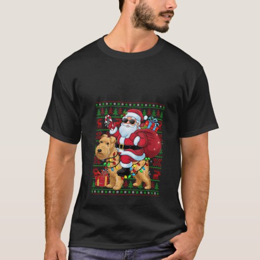 Vrouwen lelijke kerstverlichting Santa Riding Whea T-shirt (Voorkant)