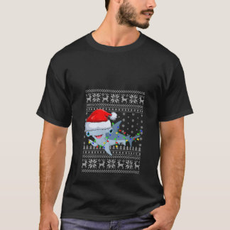 Vrouwen Lelijke Trui Xmas Lights Santa Hammerhead T-shirt