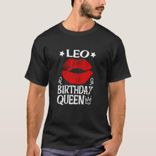 Vrouwen Leo Verjaardag Koningin Red Lipps T-shirt