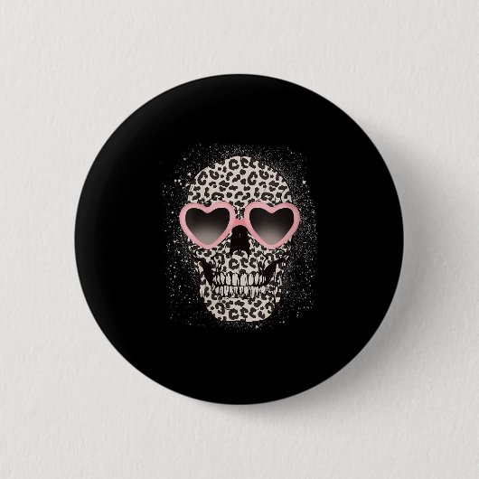 Vrouwen Leopard Gothic Skull Cool Skeleton Cheetah Ronde Button 5,7 Cm (Voorkant)