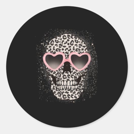 Vrouwen Leopard Gothic Skull Cool Skeleton Cheetah Ronde Sticker (Voorkant)