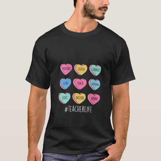 Vrouwen Leraar Valentijnsdag Gesprek Snoep H T-shirt (Voorkant)