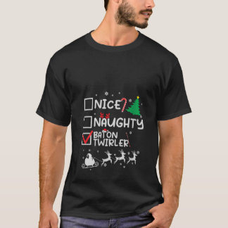 Vrouwen leuk stoute baton twirler majorette Kerstm T-shirt