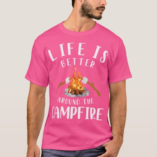 Vrouwen leven is beter rond het kampvuur camping t-shirt (Voorkant)