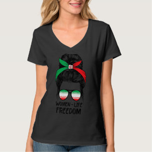 Vrouwen Leven Vrijheid Vrij Iran Rommelige Knot Ir T-shirt