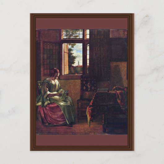 Vrouwen lezen een brief van Hooch Pieter de Briefkaart (Voorkant)