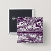 Vrouwen Lezen in een vijver Vierkante Button 5,1 Cm (Voorkant /achterkant)