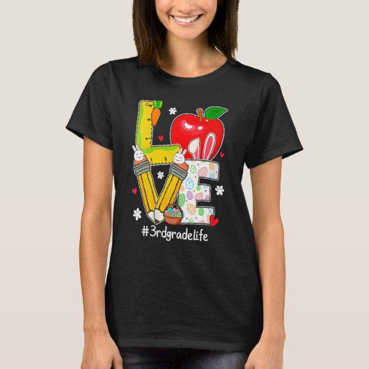 Vrouwen Liefde 3e Grade Squad Konijn Paasdag Bunn T-shirt (Voorkant)